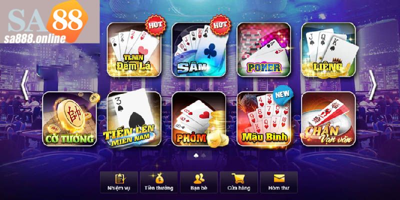 Tổng hợp Top game bài đổi thưởng số 1 tại Sa88 